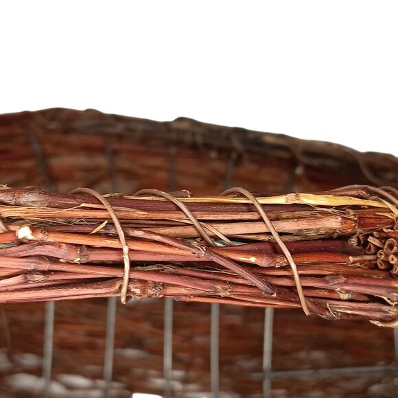 Woven Grapevine Twig Wall Basket Rustic Primitive Farmhouse Brown 10” X 10" - Picture 9 of 11